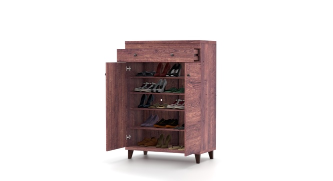 Melano 15 Pair Shoe Cabinet With Drawer(Walnut)